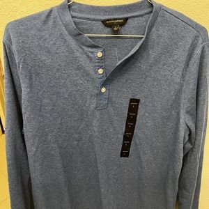 Men’s Large Henley Long Sleeve - Banana Republic, Blue